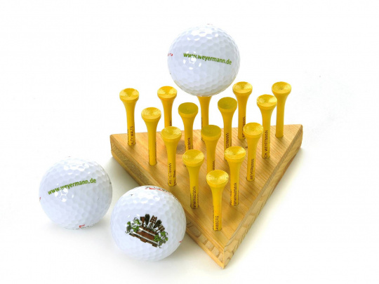 Weyermann® golf tees with wooden frame 